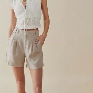 Free People • Chelsea high rise cotton linen shorts